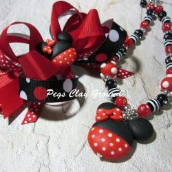 Minnie Mouse Inspired Necklace Bracelet Set on Luulla